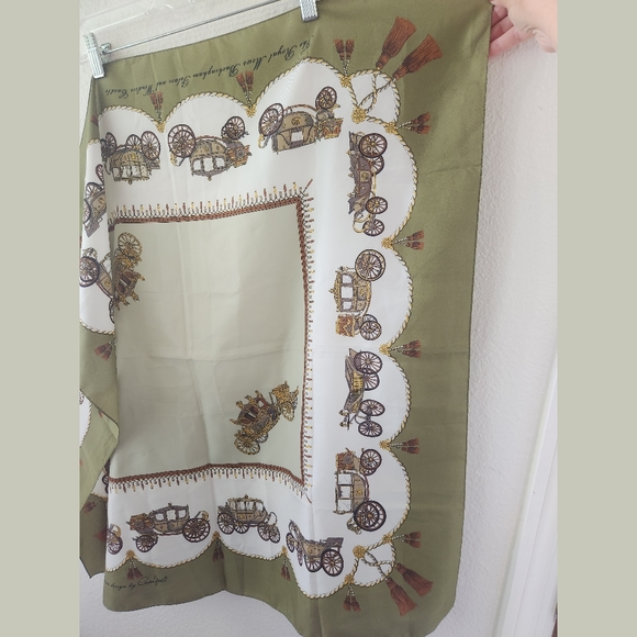 Royal Carriages Buckingham Palace Green Square Scarf by Camelia James - Picture 7 of 7